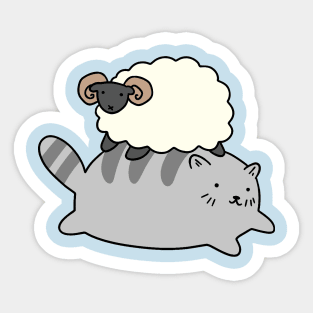 Cat and Little Ram Sticker